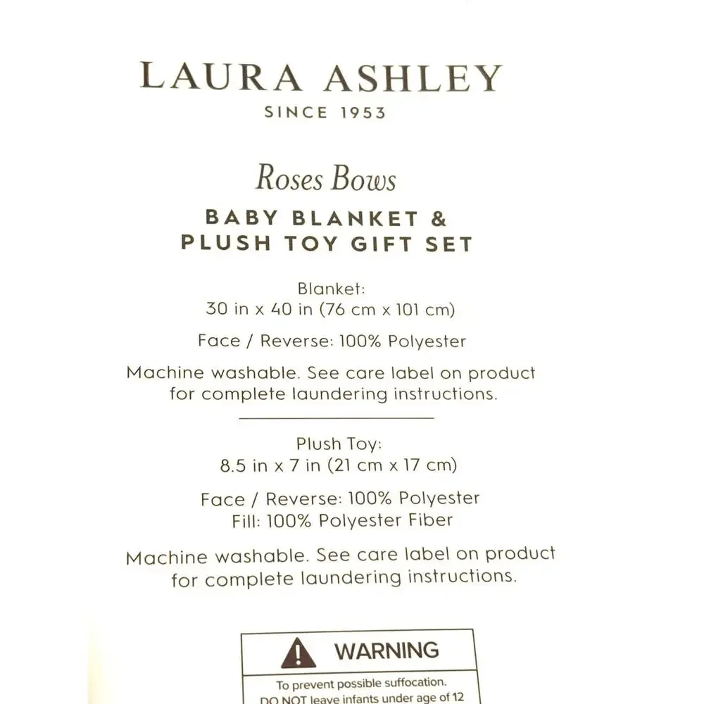 Laura Ashley Baby Blanket Plush Toy Bunny Rabbit Bows Gift Set Lovey Lavender